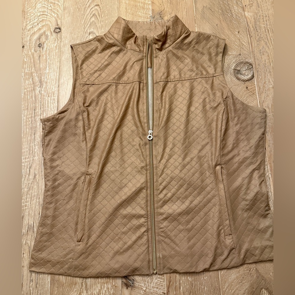 Tail Womens Vest Tan Zip Breathable Athletic Outerwear L